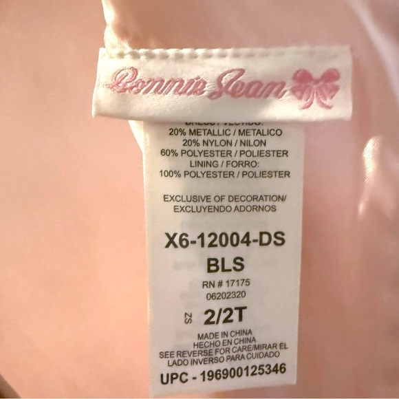 Bonnie Jean Girls 2T Pink Glitter Tulle Dress Formal Party Wedding NWT - Picture 7 of 9